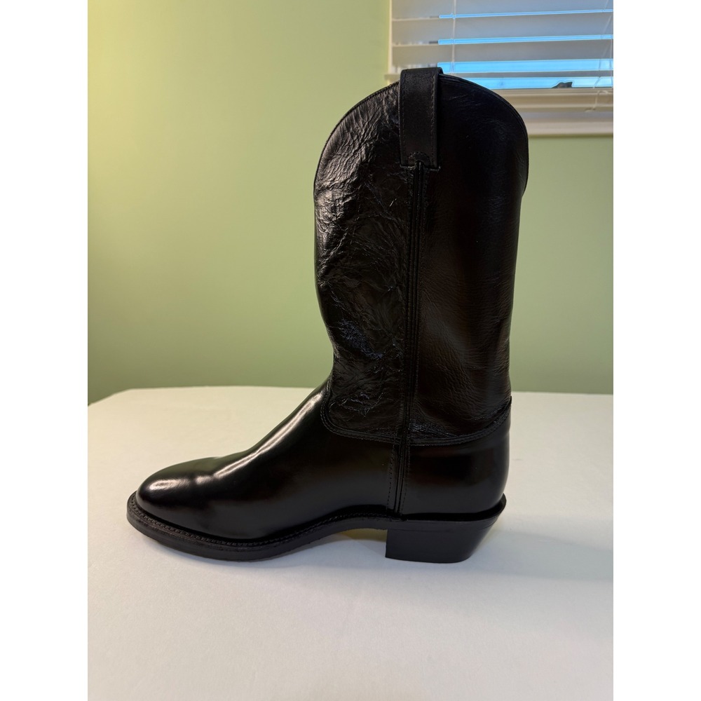 NEW Justin Mens 12 wide Black Leather Western Cowboy Boots country USA - Picture 4 of 11